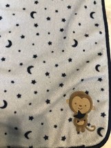 Carter&#39;s Child of Mine Blue Monkey Baby Blanket Moon Star Sherpa Lovey - $21.49