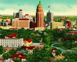 Vtg Linen Postcard San Antonio Texas TX Skyline Bird&#39;s Eye View Unused UNP - $3.91