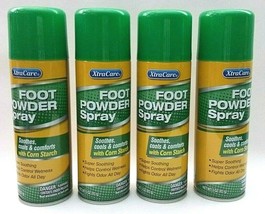 4 X Xtra Care Foot Powder Spray Soothes cools &amp; comforts w/ Corn Starch 3 Oz Ea - £21.01 GBP