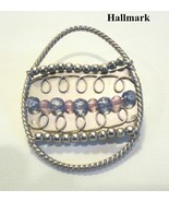 Hallmark Pewter Easter Egg Pin Brooch Blue and Purple Crystals Signed Vi... - €8,55 EUR