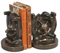 Bookends Bookend EQUESTRIAN Lodge Fox in Horseshoe Resin Hand-Painted Hand-Cast - £175.02 GBP