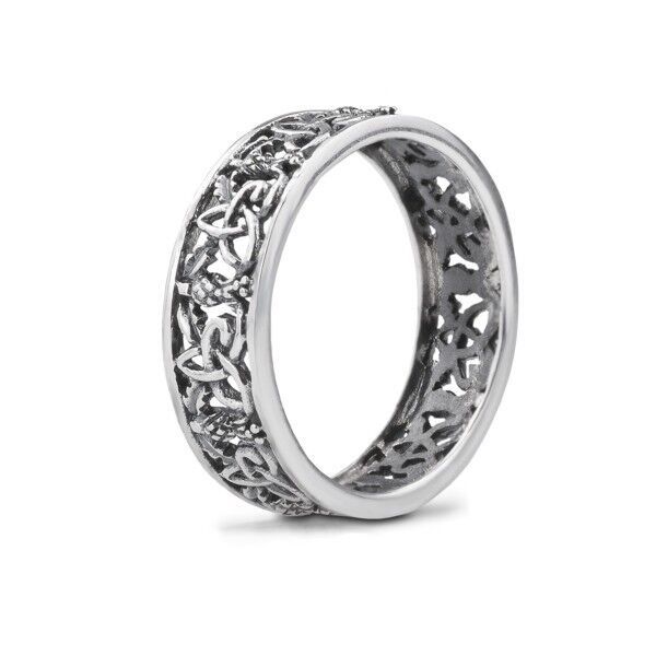 Outlander Inspired Sterling Silver Ring with Thistle Blooms & Highland Interlace