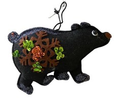 Midwest-CBK  Black Felt Craft Bear Christmas Ornament Plush - £6.24 GBP