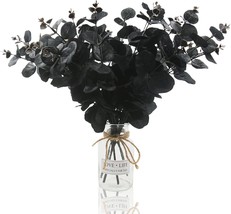 Hananona Black Silk Flowers For Home Halloween Farmhouse Decor, 6 Pcs., - £23.92 GBP