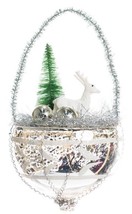 Silver Tree Deer in a Hanging Winter Scene Glasss Christmas Ornament  - $13.16