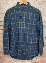 Vintage John Ashford Mens Oxford Button Up Plaid Shirt Blue 100% Cotton Size S - £31.32 GBP