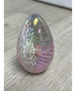 VINTAGE 1991 GES Glass Eye Studio Iridescent Pink Egg Paperweight 2.5&quot; J... - $31.57 CAD