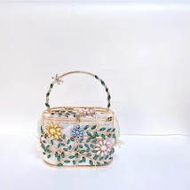   Designer Handbag Colorful Flower Leaf Clutch Bag Bucket Shape Small Handbag Ev - £94.86 GBP