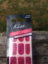 Kiss Nail Dress Stickers Art Wrap Jeweled Strips Leopard Design pink - $4.99