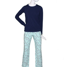 Lands End Women Size XXS (00-0), Knit Pajama Set, Seafoam Blue / Holiday... - $18.99