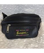VINTAGE  Leather Europac Body Bag Fanny Pack 80s Black - $55.00