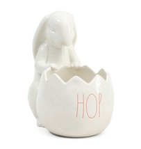 Rae Dunn Easter Bunny Ceramic Cracked Egg HOP Basket Candy Bowl 2020 Figurine - £17.36 GBP
