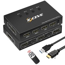 Kvm Switch Hdmi 4 Port Box 4K@60Hz, Usb And Hdmi Switch For 4 Computers Share Ke - £44.69 GBP
