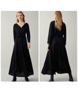 MASSIMO DUTTI WOMEN&#39;S SIZE MEDIUM BLACK FAUX WRAP ELASTIC WAIST DRESS NEW - €51,43 EUR