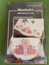 WonderArt Cross My Heart Stamped Cross Stitch Dresser Scarf - New - $12.67