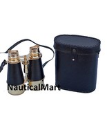 Nautical Captain&#39;s Admirals Brass Binoculars with Leather Case 6&quot; - $107.91
