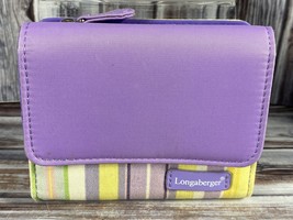 Longaberger Yellow Lavender Green Pastel Striped Wallet  - $9.99