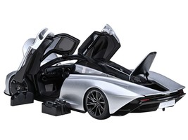 McLaren Speedtail Supernova Silver Metallic with Black Top and Suitcase ... - $350.69