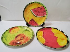 Summer Fruits Plates Round 8&#39;&#39; Melamine Watermelon Orange Lemon  - £9.60 GBP