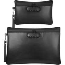 Fireproof Document Bag With Lock 2 Pcs Portable Notary Zipper Closure Sa... - $38.99