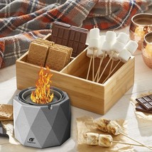 Portable Personal Cement Fireplace For Indoor And Outdoor, Geometric Rhombus, - £30.67 GBP