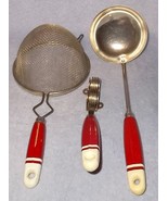 Vintage Red and White Wood Handles A&amp;J and Ekco USA Kitchen Utensil Tool... - $29.95