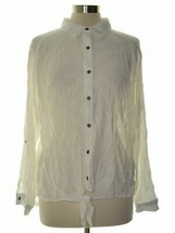 Style &amp; Co. Button-Down Tie-Hem Cotton Top, White, XL - £14.24 GBP