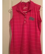 Nike Women&#39;s White Striped Sleeveless Polo Shirt Top HPU Pink Size Medium  - $35.89