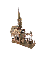 Vintage Metal Copper Musical Church 14&quot; Tall Building Gothic Whimsigoth ... - £26.75 GBP