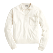 NWT J.Crew Cashmere Collared Sweater in Snow White Oversized Henley XL - £96.22 GBP