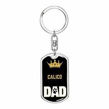 Cat Keyring Gift Cat Key Ring Calico Cat Dad King Swivel Keychain Stainless Stee - £20.53 GBP