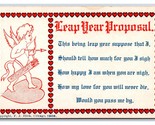 Leap Year Proposal Cupid Rhyme Poem Romance UNP DB Postcard V15 - $5.89