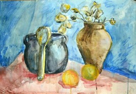 Vintage Original Signed  Painting &quot;Still Life with the Pottery&quot; 1989s. Signed - $29.60