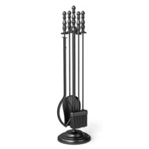 5-Pieces Fireplace Tool Set with Poker Tongs Brush Shovel and Round Stand - $107.85