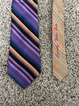 ROBERT GRAHAM Purple Blue Orange Stripe Silk Print Tie Made In US - $511.58 MXN
