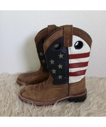 CODY JAMES Leather Western USA Flag Boots Red White Blue Square Toe Chil... - $70.38 CAD