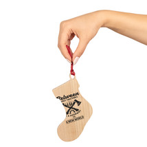Personalized Wooden Ornaments with Magnetic Back &amp; Red Ribbon - Rustic Home Deco - £14.04 GBP