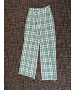 Vintage 70s Green Plaid Wide Leg Pants Slacks Waist Darts Size 12 Ladies... - £38.94 GBP