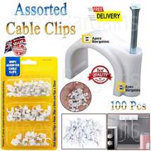 MAXPERKX 100 Pack Round White Cable Pipe Clips with Nails and Wall Plugs - 3 Ass - £2.73 GBP