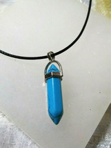 Blue Turquoise Color Howlite Point Pendulum Necklace Natural Stone Reiki - $6.50