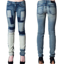 Kill City Lip Service Patchwork Destroy Junkie Womens Stretch Skinny Jeans Blue - £71.54 GBP