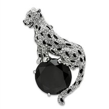 LO2398 - Imitation Rhodium White Metal Brooches with AAA Grade CZ  in Jet - $118.01 CAD
