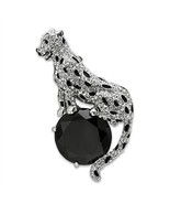 LO2398 - Imitation Rhodium White Metal Brooches with AAA Grade CZ  in Jet - $118.01 CAD