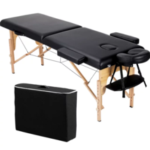 Easyfashion 84&#39;&#39; 2 Sections Adjustable Folding Massage Bed, Black - £95.12 GBP