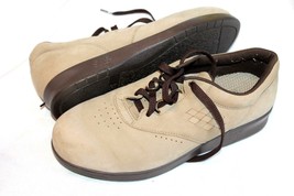 SAS Free Time Sage Beige Leather Sneakers Womens size 8.5 Wide Oxford Shoes - £31.58 GBP
