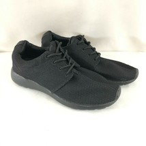 Womens Mesh Sneakers Lightweight Lace Up Athletic Black Size 7 - £15.12 GBP
