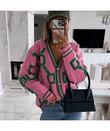 Women Cardigan Green  Pink Knit Button Lady Cardigans Sweaters V-neck Lo... - £98.49 GBP