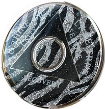 AA Medallion Year 1 - 45 Zebra Animal Print Tri-Plate Bling Bling Chip - £14.78 GBP