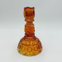 Vintage LE Smith Glass Moon &amp; Stars Amberina Glass Candle Sticks 6” Orange Amber - £27.15 GBP