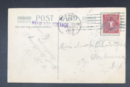 1910 Held For Postage Due Stamp Hand Cancel Embossed Birthday Postcard Elkhart - £8.33 GBP